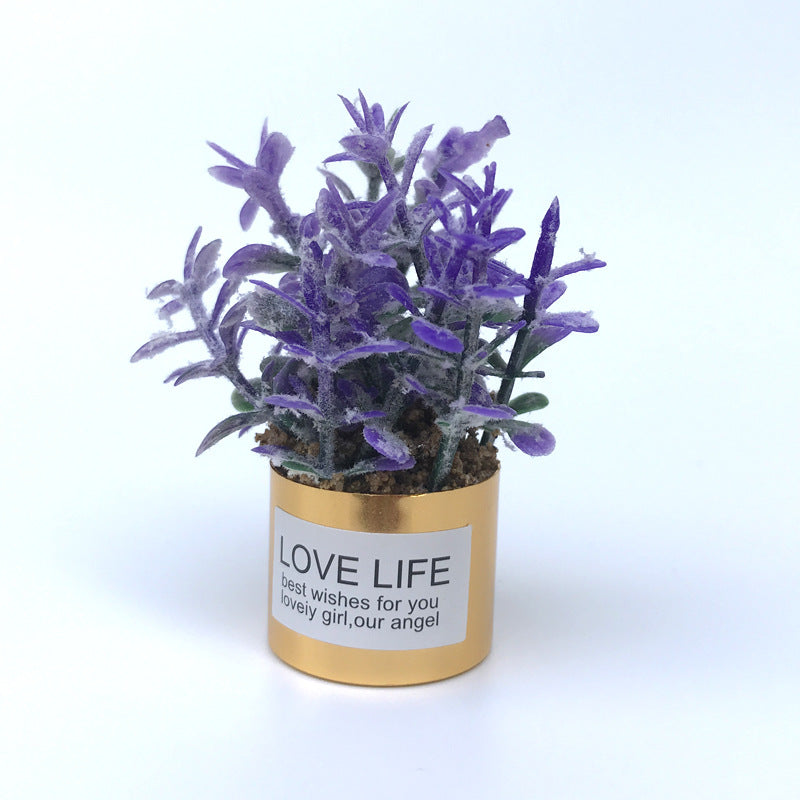 Wholesale 1:12 doll house dollhouse mini model handmadet iron basin lavender flower arrangement fleshy